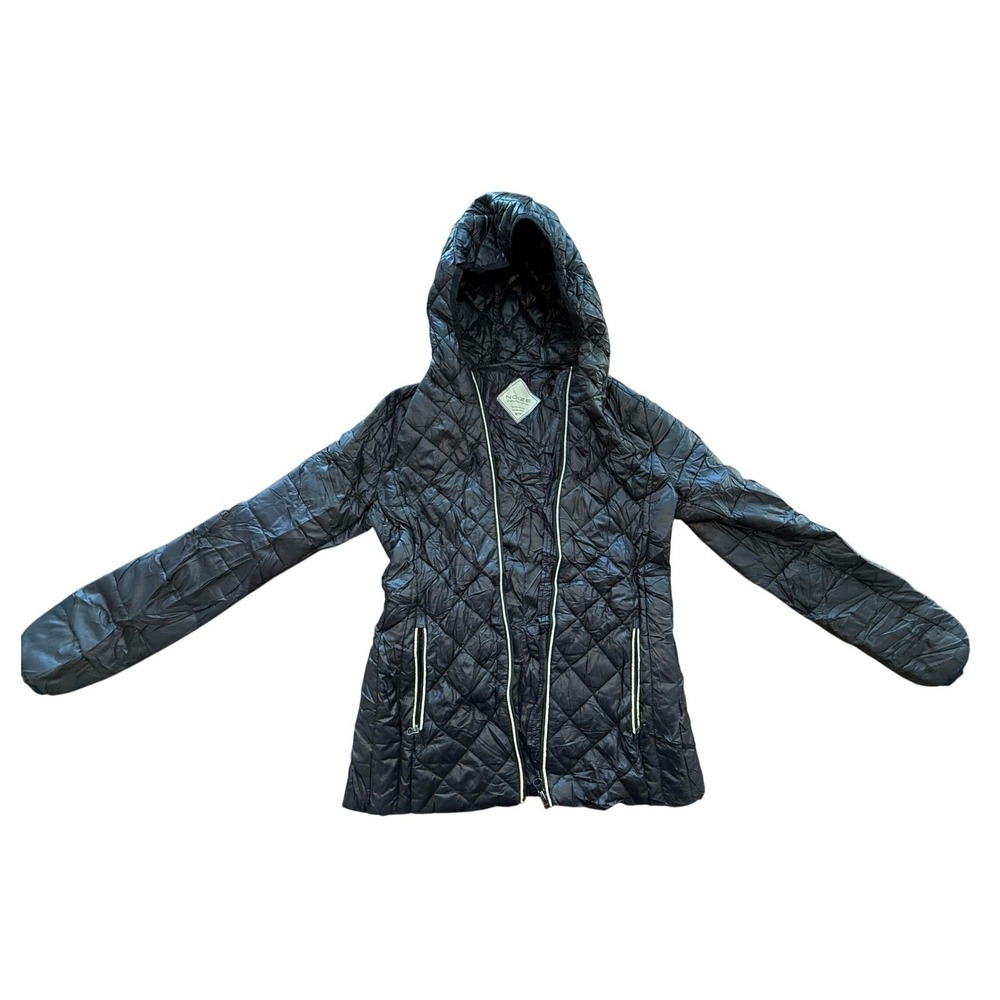 Noize Womens XS Black Quilted Hooded Puffer Jacket Cruelty Free Outerwear